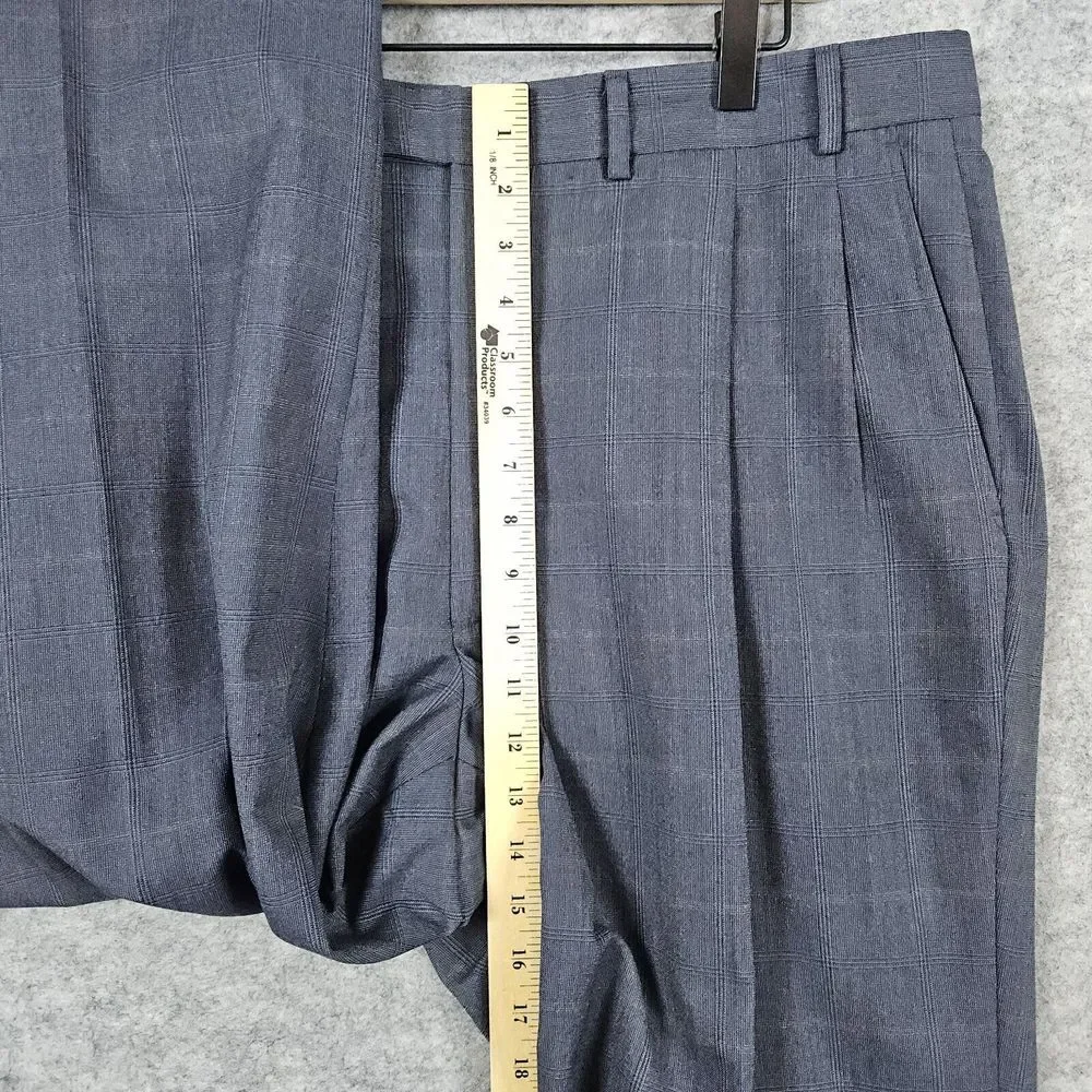 Stafford Executive 2-Pc Suit Blazer 44L Pants 37x31.5‎ Gray Windowpane SNAGS